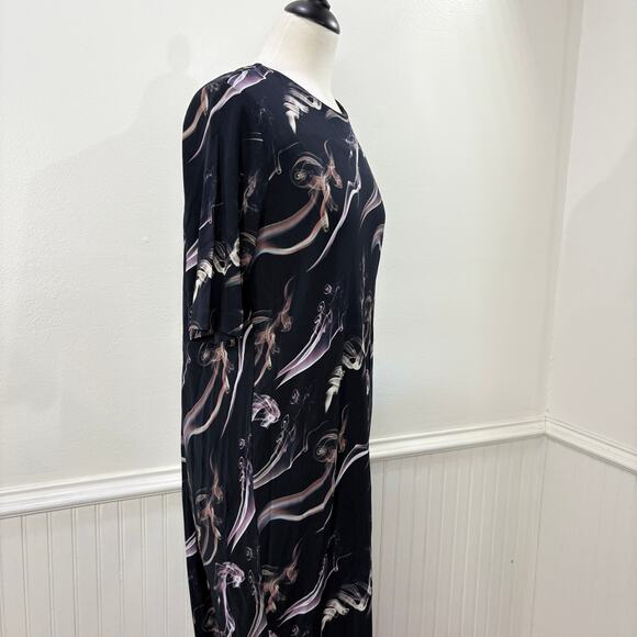& Other Stories US Size 4 Dress Fume Smoke Print Midi Keyhole Back Avant Garde - Picture 12 of 12